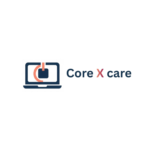 CoreXCare logo featuring a laptop icon and the text CoreXCare